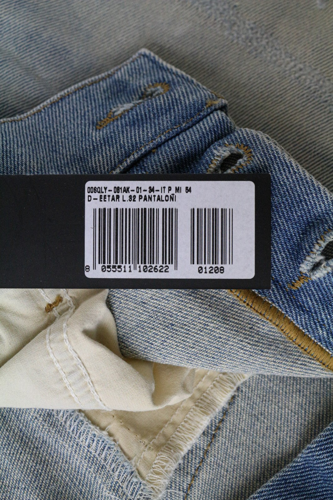 DIESEL D-Eetar 081AK Men's W34/L32 Blue Cotton Stretch Tapered Jeans Faded