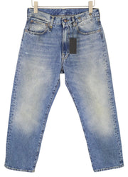 R13 Cuffed X-BF moteriški džinsai su rankogaliais 26 Jasper Straight Distress ūsai išblukusi mėlyna FW25 