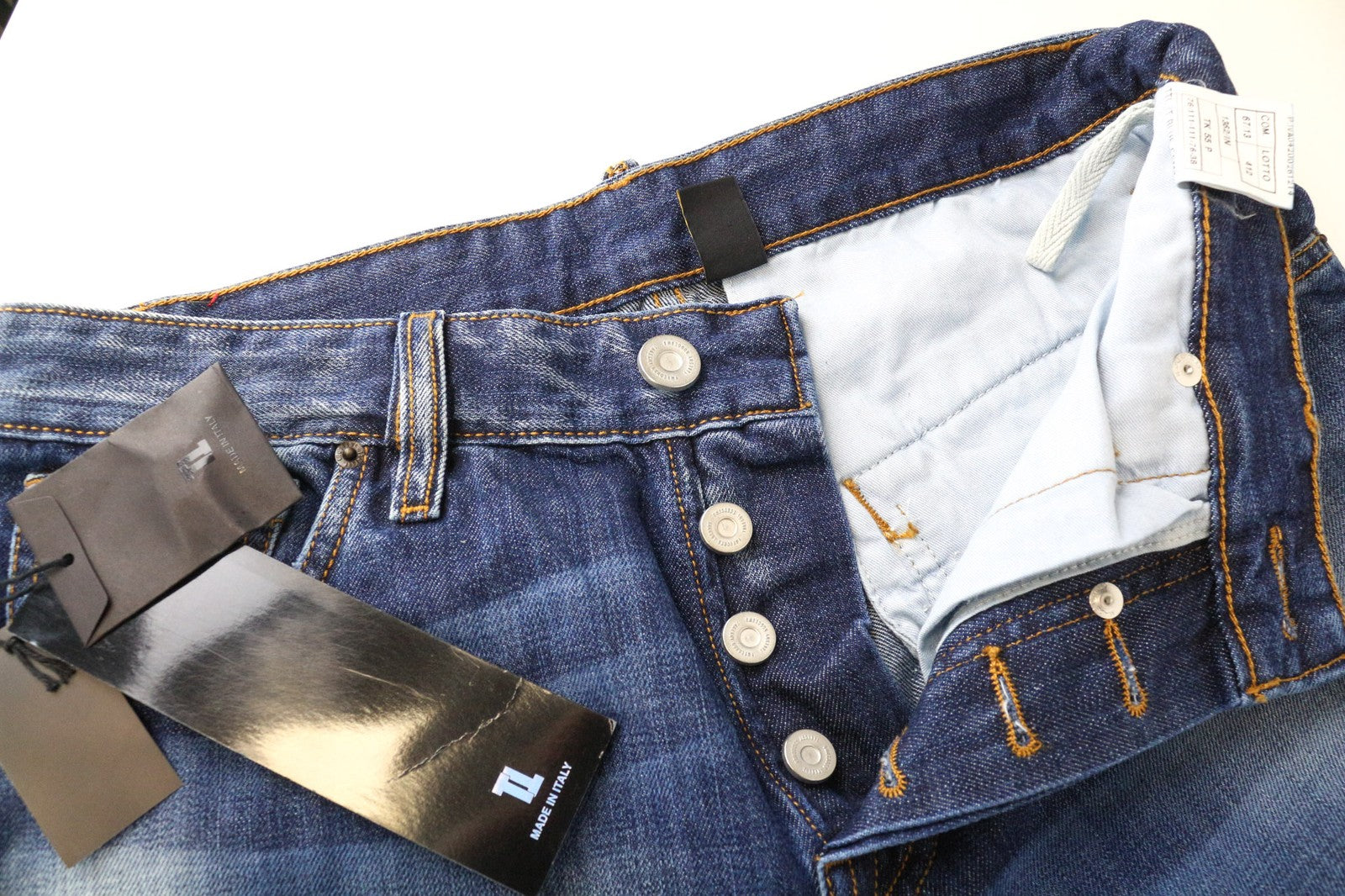 TAKESHY KUROSAWA Men's W30 Slim Blue Pure Cotton Washed Distressed Jeans Worn