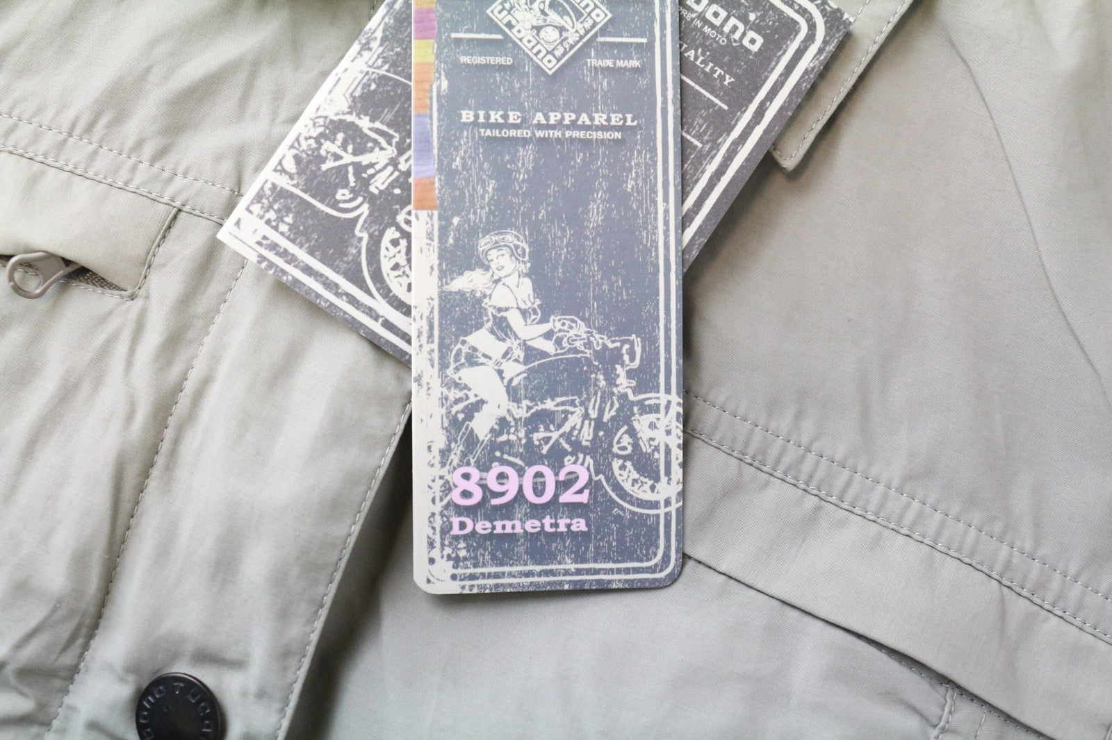 TUCANO URBANO Demetra moteriška IT38 smėlio pilkos spalvos medvilninė motociklininko striukė, neperpučiama nuo vėjo 