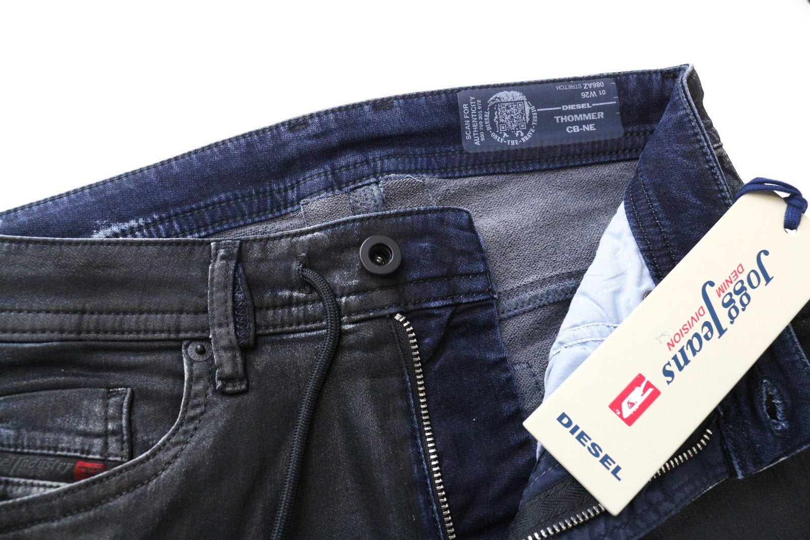 DIESEL Thommer CB-NE 086AZ vyriški W26 ploni pilkai mėlyni Sweat Jogg Stretch džinsai 