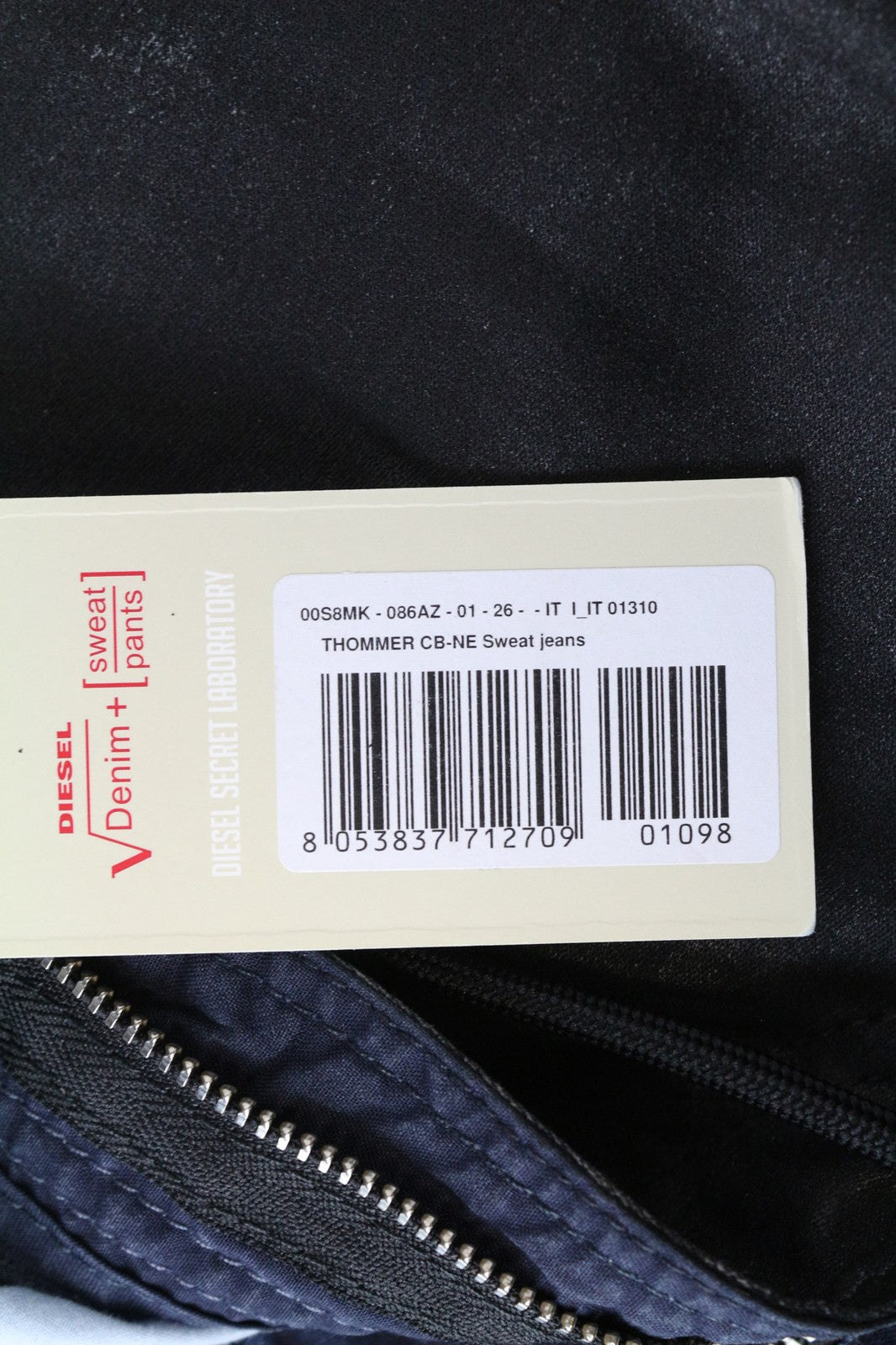 DIESEL Thommer CB-NE 086AZ vyriški W26 ploni pilkai mėlyni Sweat Jogg Stretch džinsai 