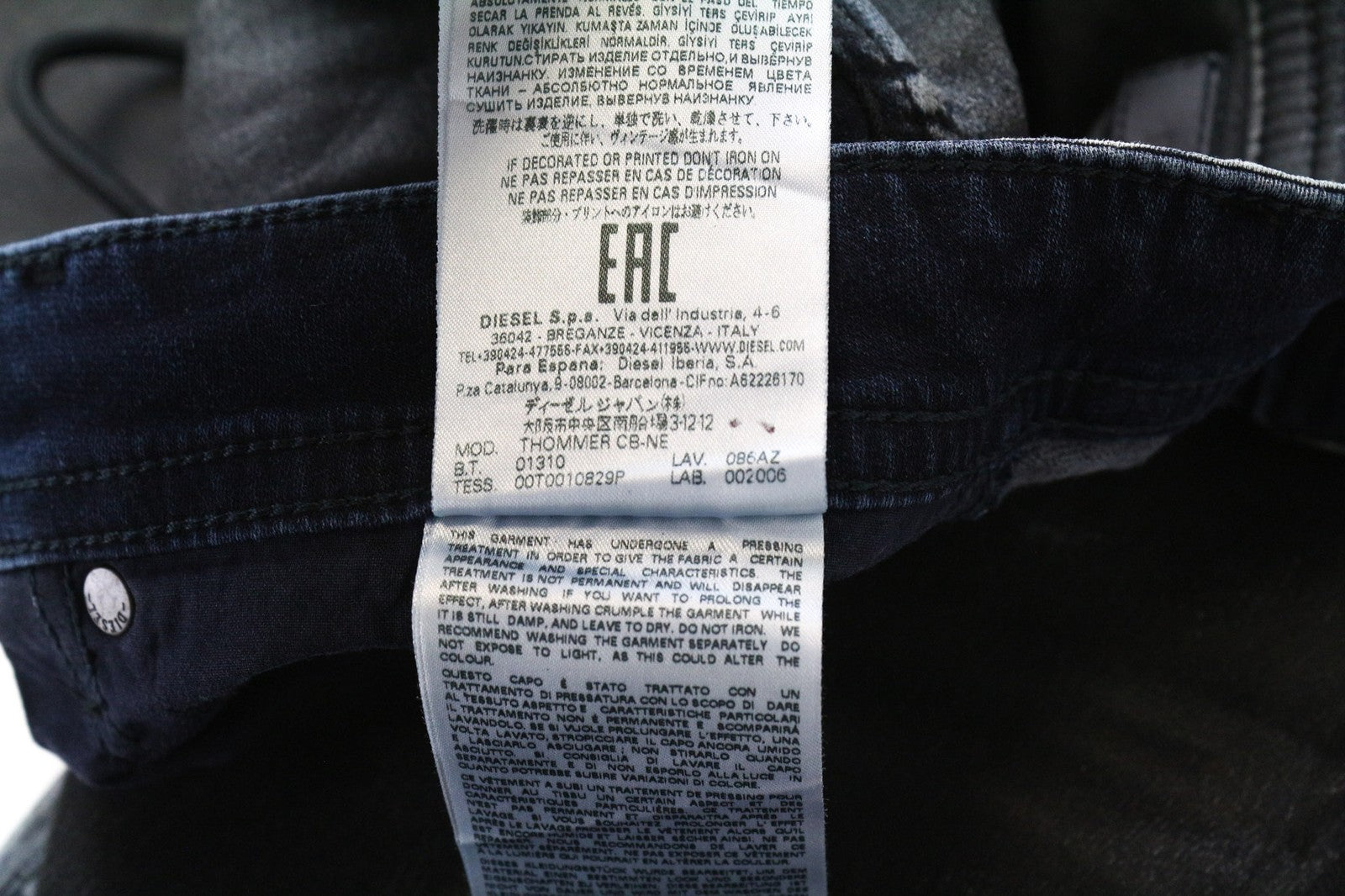 DIESEL Thommer CB-NE 086AZ vyriški W26 ploni pilkai mėlyni Sweat Jogg Stretch džinsai 