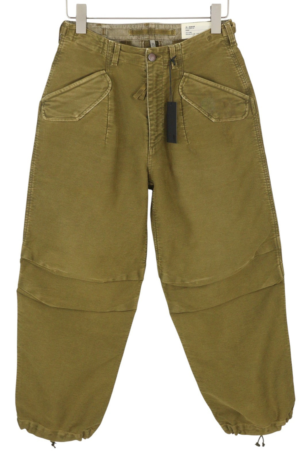 R13 kulkšnies karinės moteriškos kelnės 26 alyvuogių spalvos dažytos krovininės kelnės su užtrauktuku FW25 RRP1199 