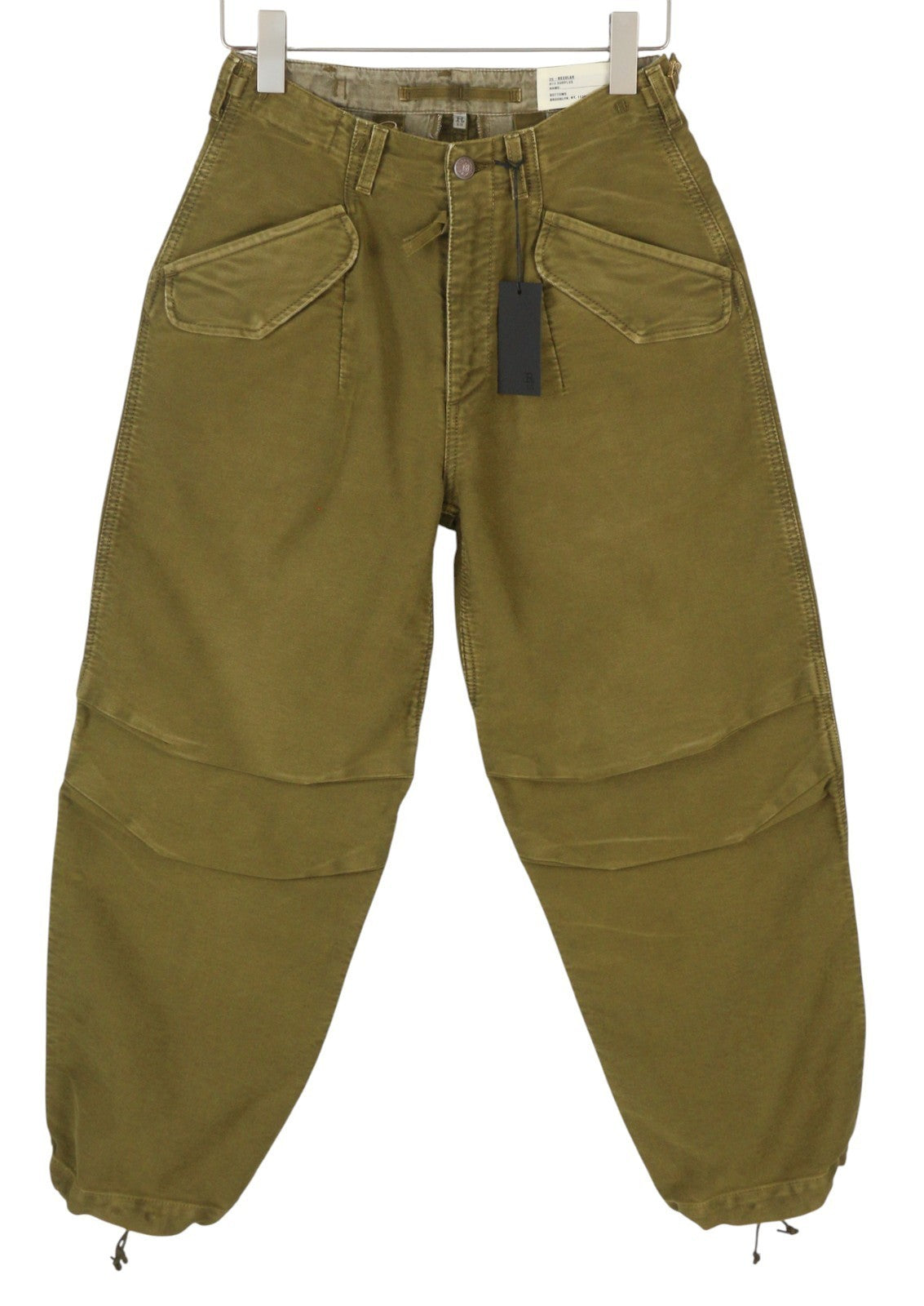 R13 kulkšnies karinės moteriškos kelnės 25 alyvuogių spalvos dažytos krovininės kelnės su užtrauktuku FW25 RRP1199 