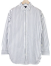 SCOTCH &amp; SODA vyriški marškinėliai M, balti dryžuoti, ploni, asimetriški medvilniniai marškinėliai ilgomis rankovėmis 