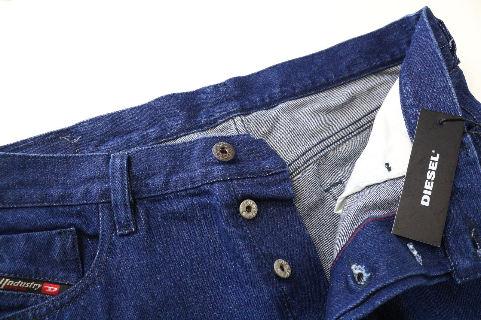 DIESEL Mharky 0078F vyriški džinsai W34 mėlyni, ploni, netempiami, su sagomis, aptempti 