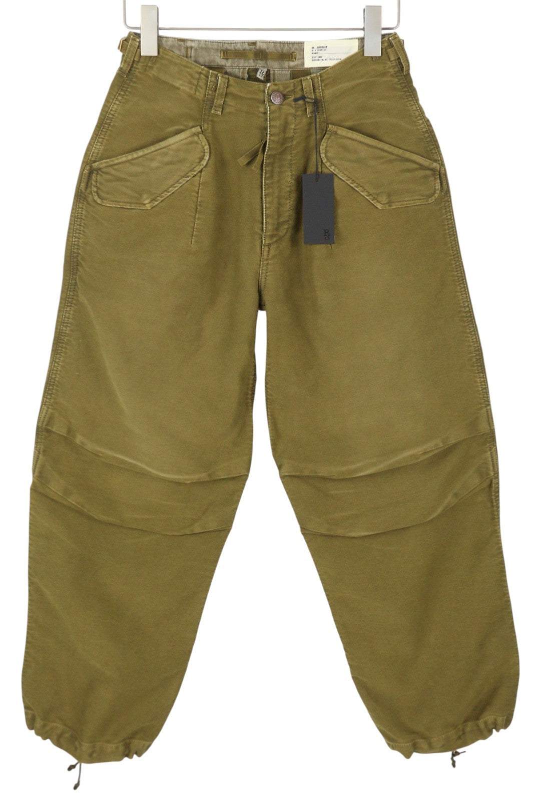 R13 moteriškos kelnės iki kulkšnių, 25, alyvuogių spalvos, dažyta moleskine, FW25, RRP1199 