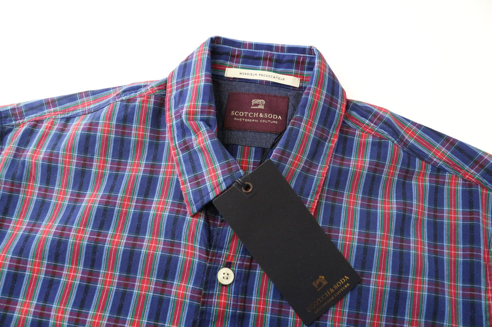 SCOTCH &amp; SODA vyriški marškinėliai S dydžio, vidutinės mėlynos spalvos, languoti, medvilniniai, su sagomis, laisvalaikio stiliaus