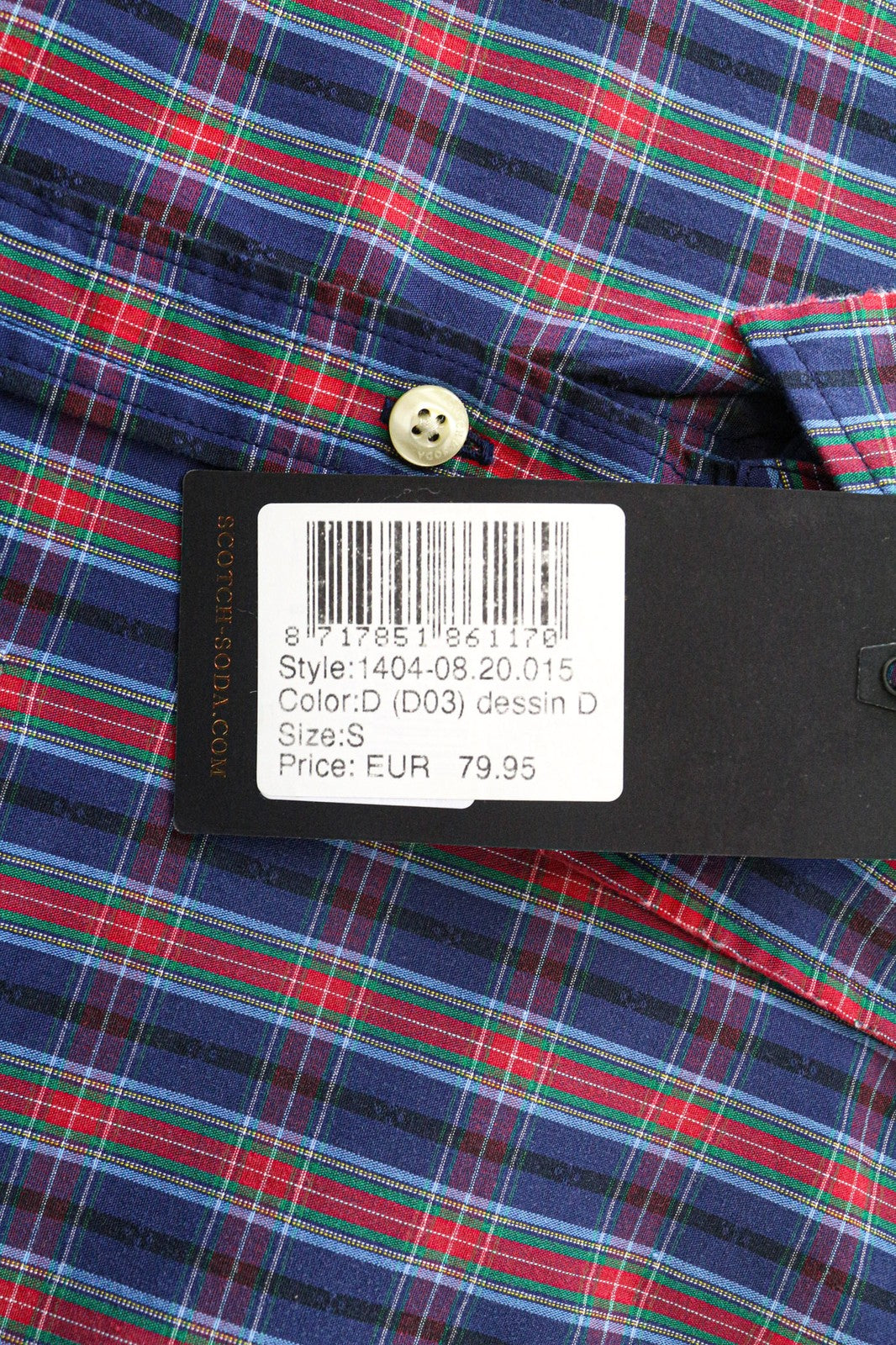 SCOTCH &amp; SODA vyriški marškinėliai S dydžio, vidutinės mėlynos spalvos, languoti, medvilniniai, su sagomis, laisvalaikio stiliaus