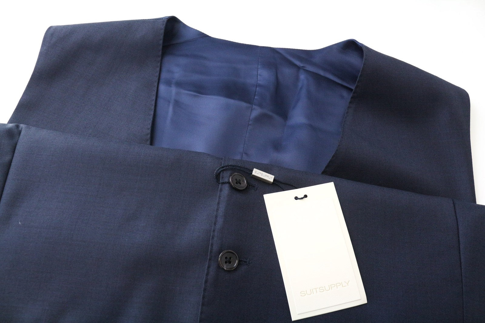 SUITSUPPLY Lazio Men's Waistcoat UK54S Blue Slim Pure Wool V-Neck Formal