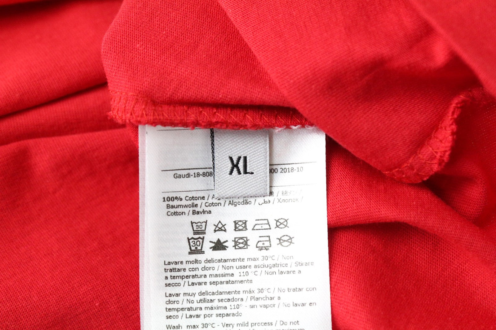 GAUDI Men's T-Shirt XL Red Cotton Short Sleeve Plain Pullover Tee Casual