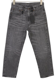 R13 Boyfriend moteriški džinsai 23 Wilson juodi ūsai su išblukusiu džinsu, trumpinti užtrauktuku PS25