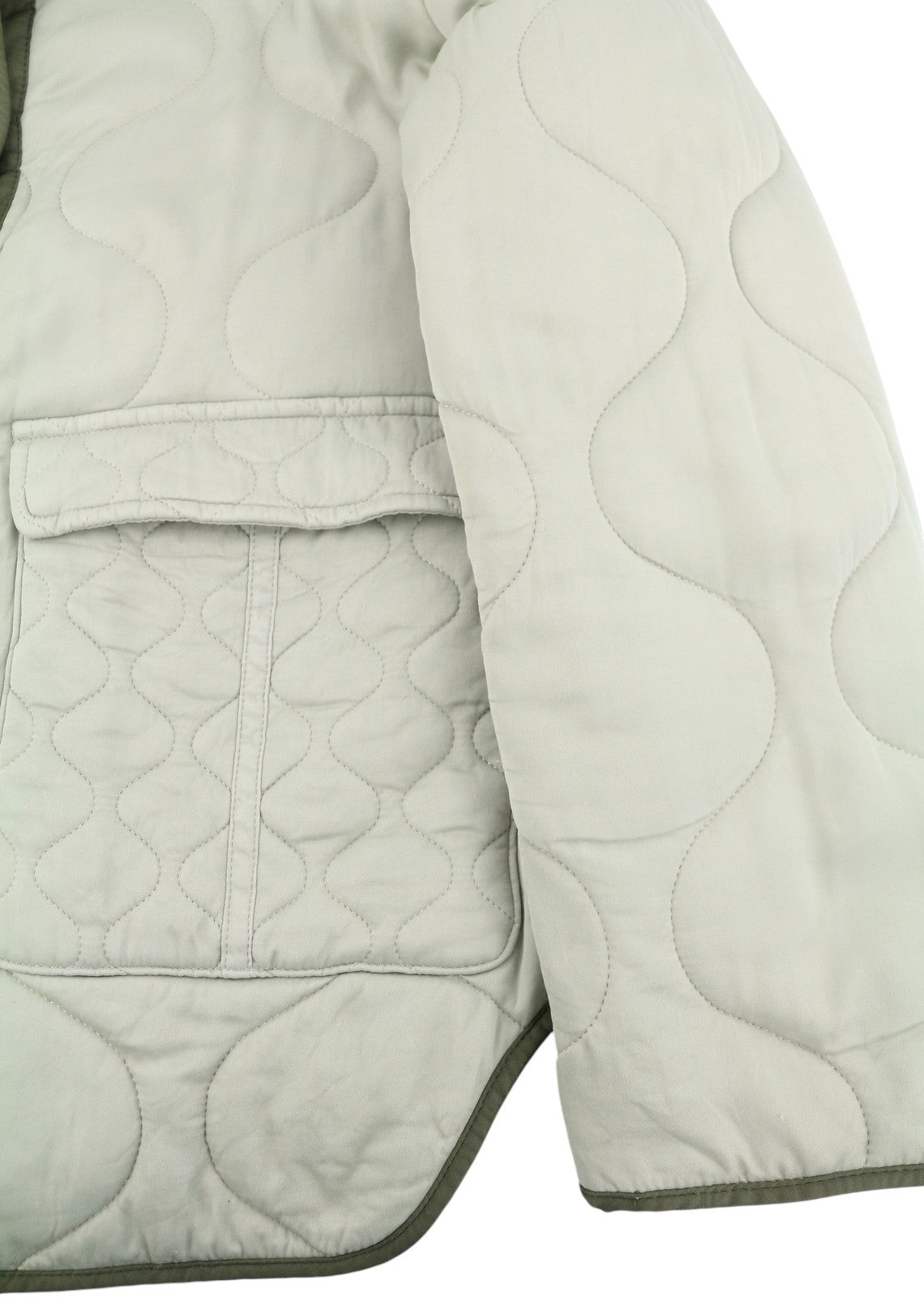 ALLSAINTS Foxi liner moteriškas švarkas EU42 žalias su sagomis ir dygsniuotomis apvalios kaklo kišenėmis 