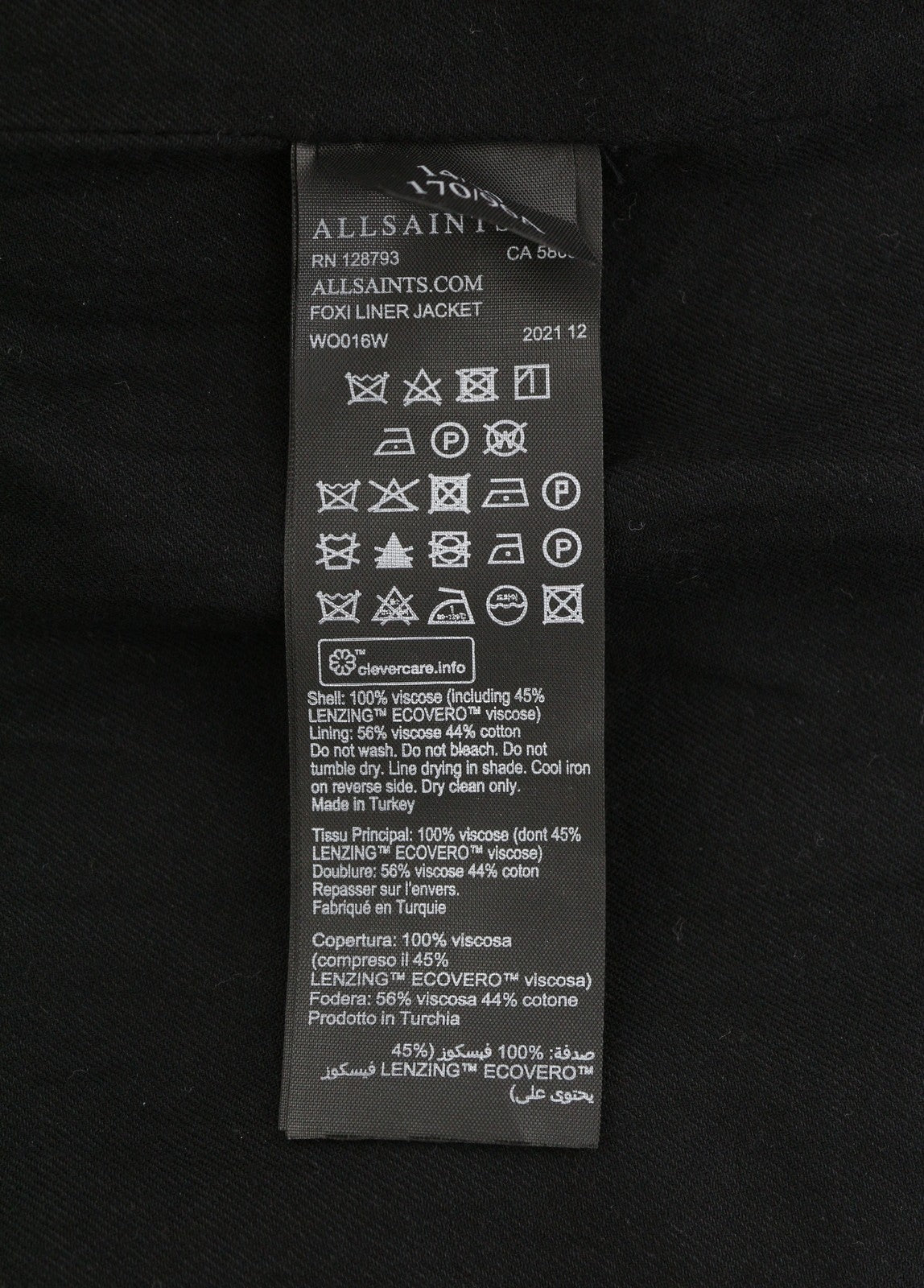 ALLSAINTS Foxi liner moteriškas švarkas EU42 žalias su sagomis ir dygsniuotomis apvalios kaklo kišenėmis 