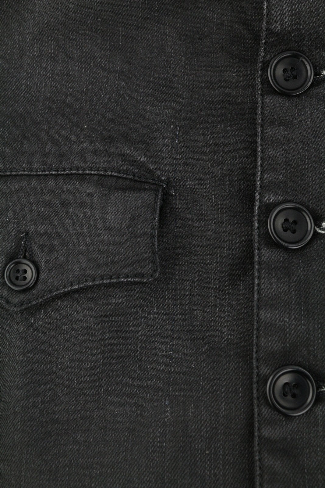 NUDIE JEANS vyriška striukė ~M juoda su sagomis, aukšta apykakle, be pamušalo, džinsinio audinio, tamsi 