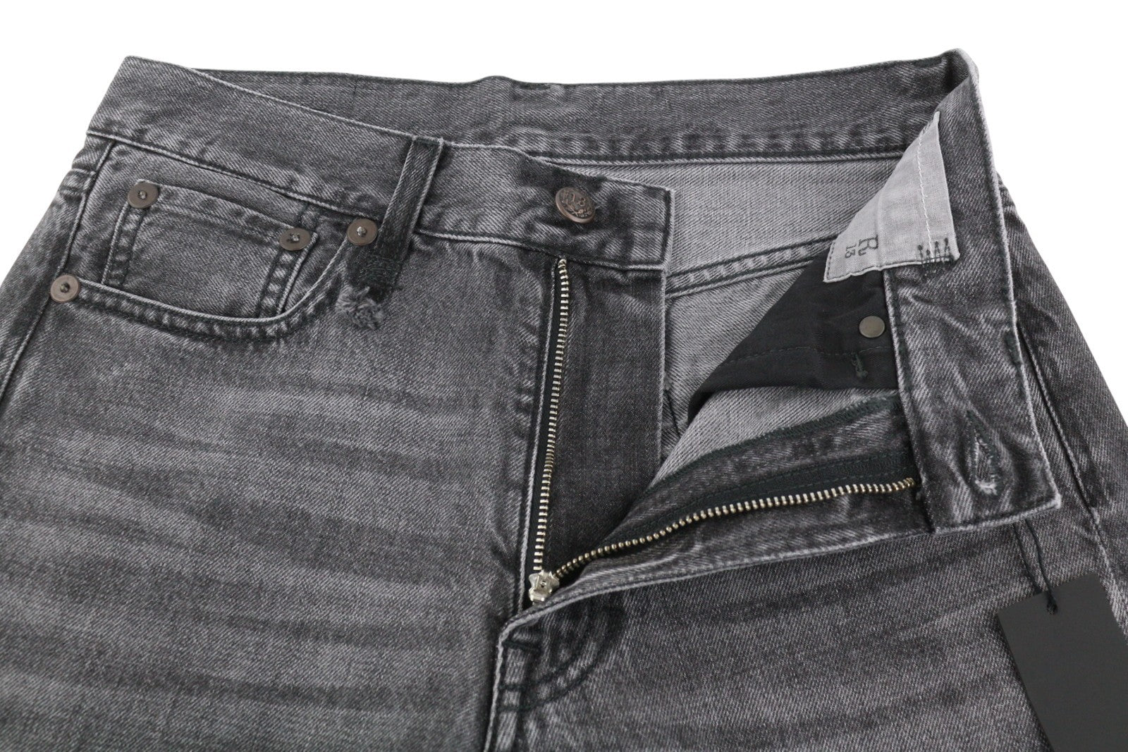 R13 Boyfriend moteriški džinsai 24 Wilson juodi ūsai su išblukusiais trumpais tiesiais PS25 