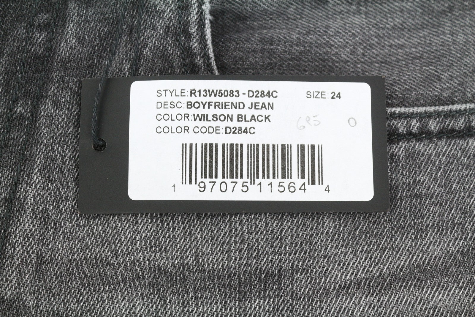 R13 Boyfriend moteriški džinsai 24 Wilson juodi ūsai su išblukusiais trumpais tiesiais PS25 