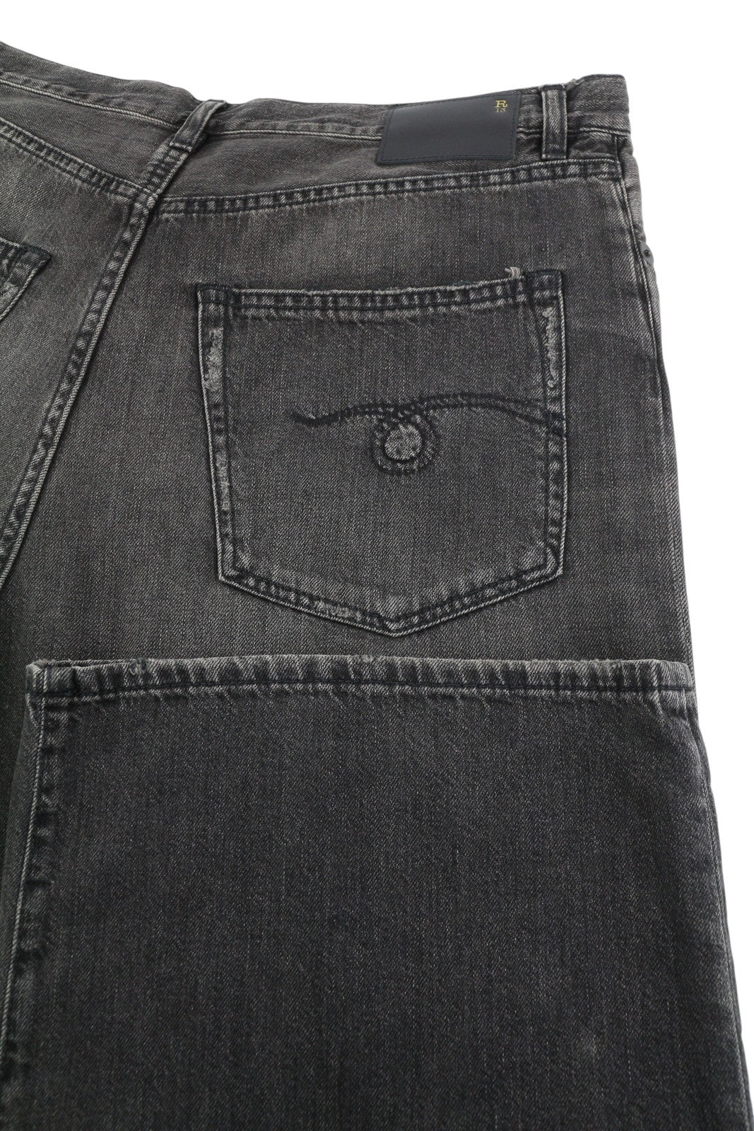 R13 Damon klostuoti moteriški džinsai 28 Ellery juodi ūsai su išblukusiu laisvo kirpimo džinsu 