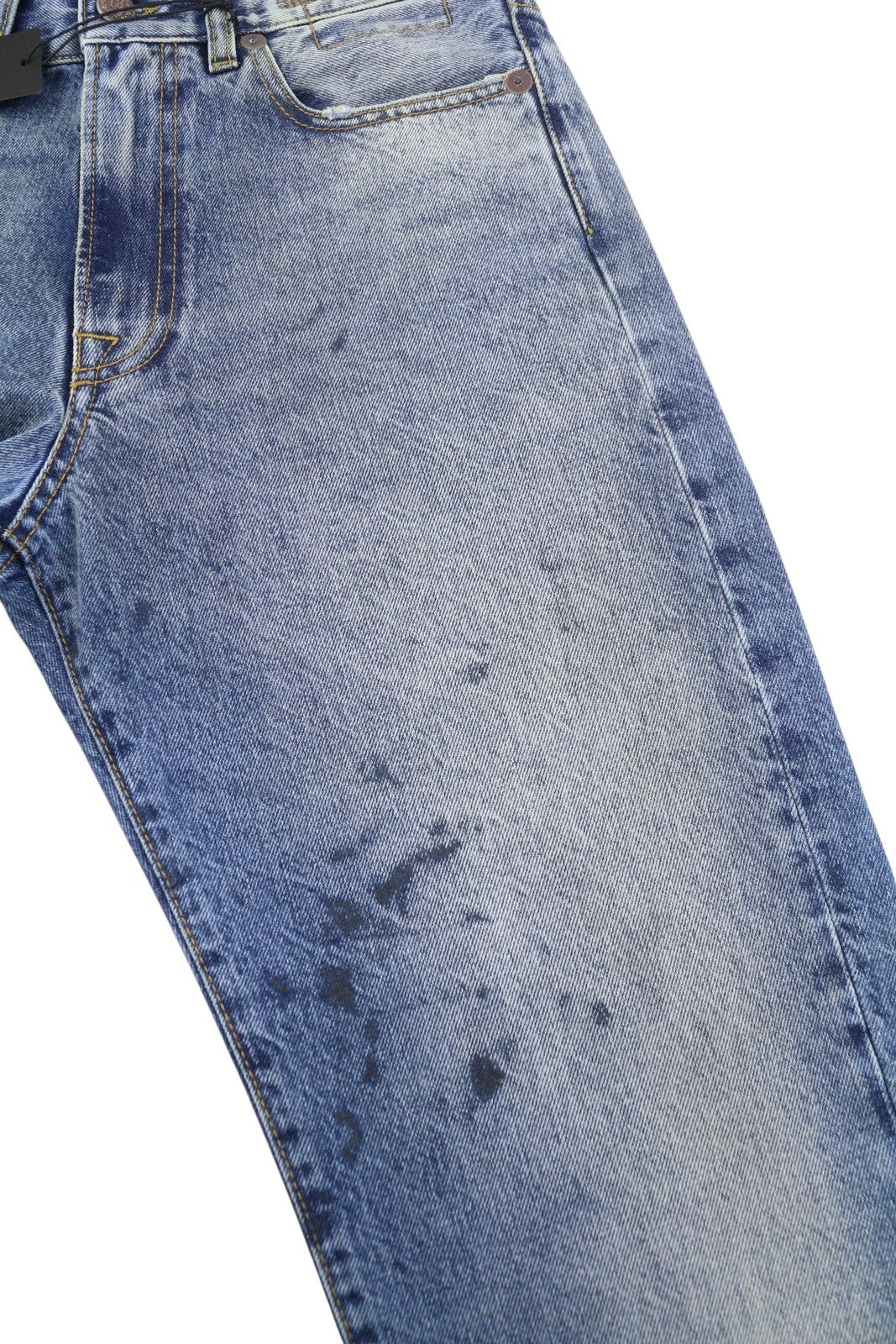 R13 Boyfriend moteriški džinsai 25 Jasper ūsai su išblukusiu trumpinimu, mėlyni PF25 