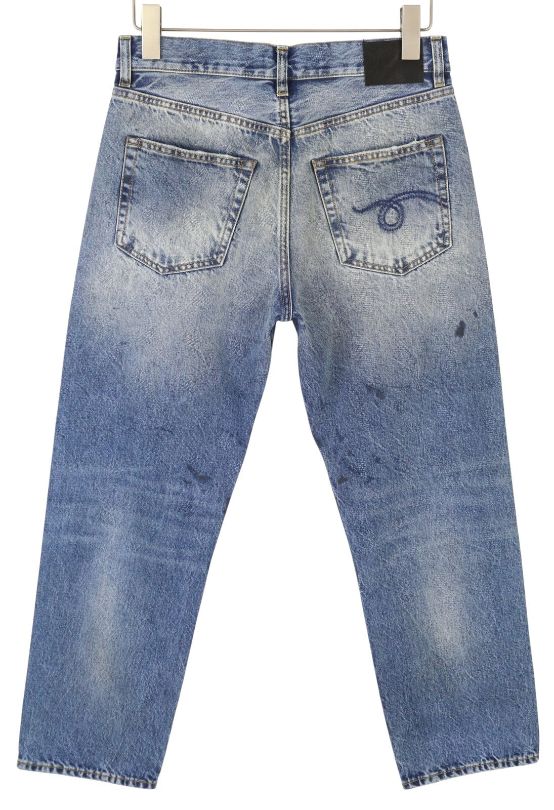 R13 Boyfriend moteriški džinsai 25 Jasper ūsai su išblukusiu trumpinimu, mėlyni PF25 