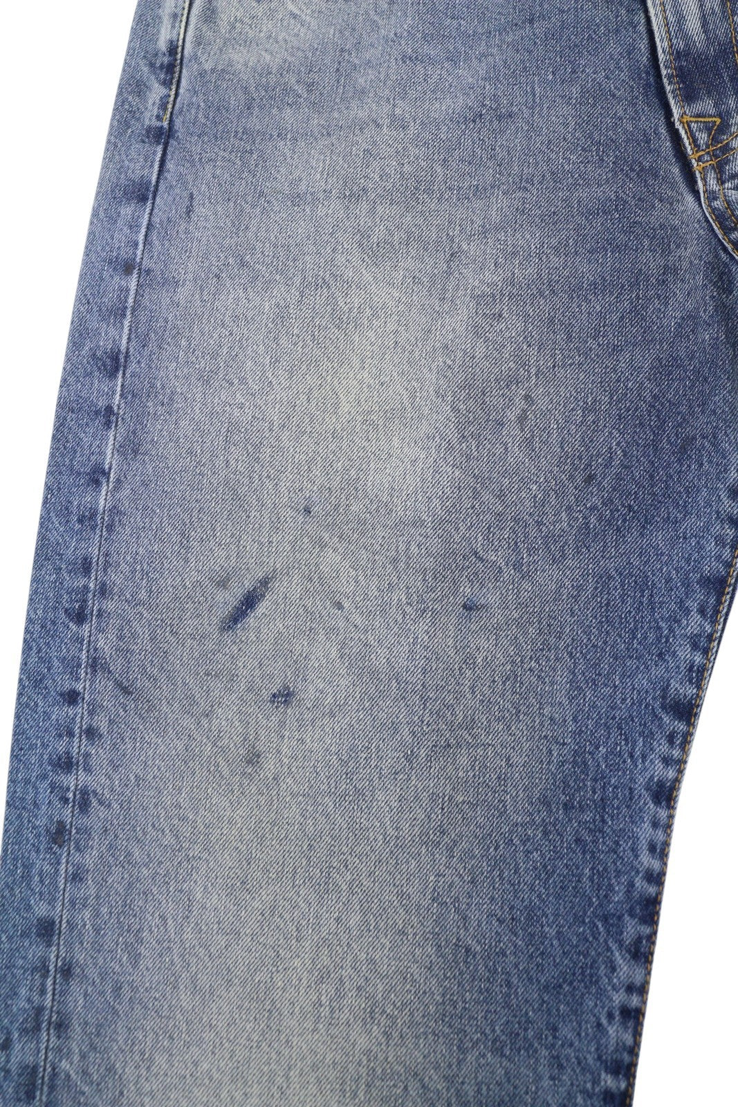 R13 Boyfriend moteriški džinsai 28 Jasper ūsai su išblukusiu trumpinimu, mėlyni PF25 