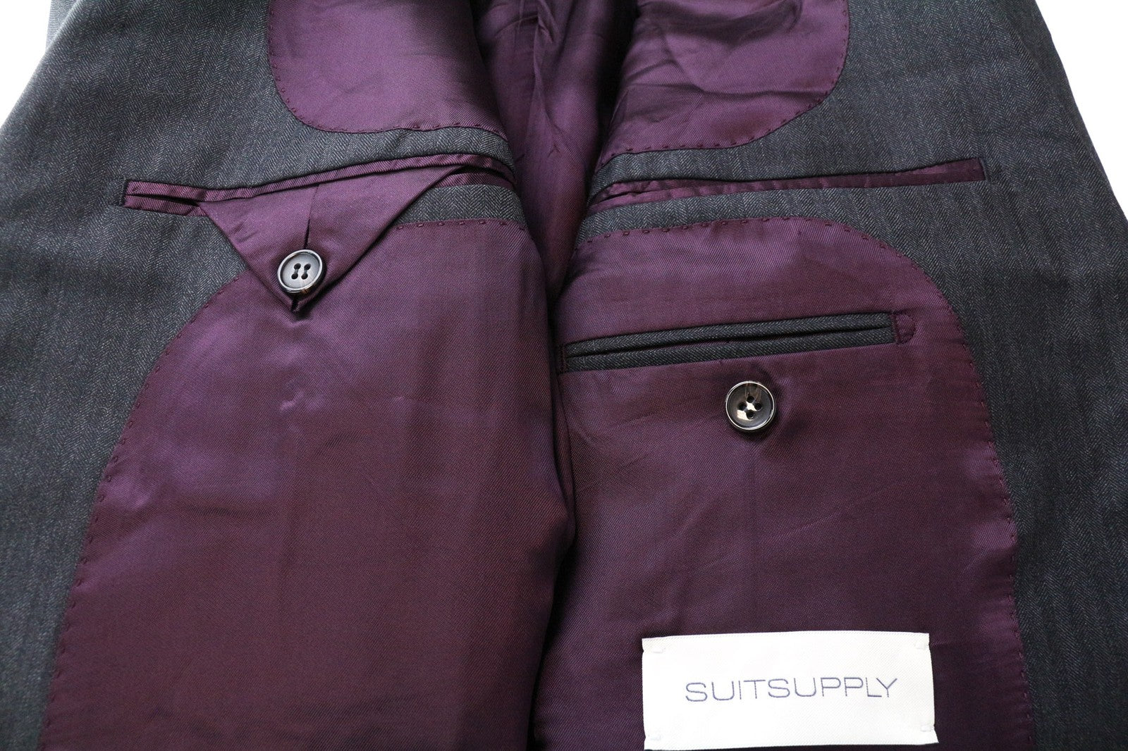 SUITSUPPLY Lazio vyriškas švarkas UK38S pilkos vilnos silkės kaulo plonas klasikinis kostiumas 