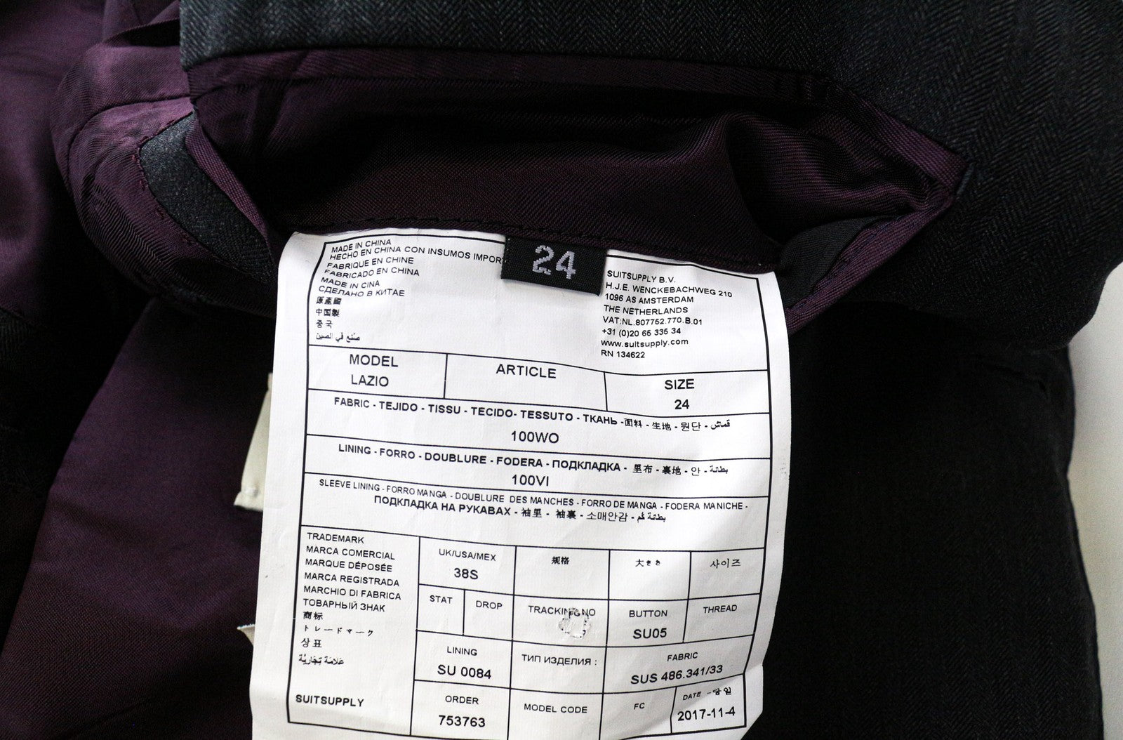 SUITSUPPLY Lazio vyriškas švarkas UK38S pilkos vilnos silkės kaulo plonas klasikinis kostiumas 