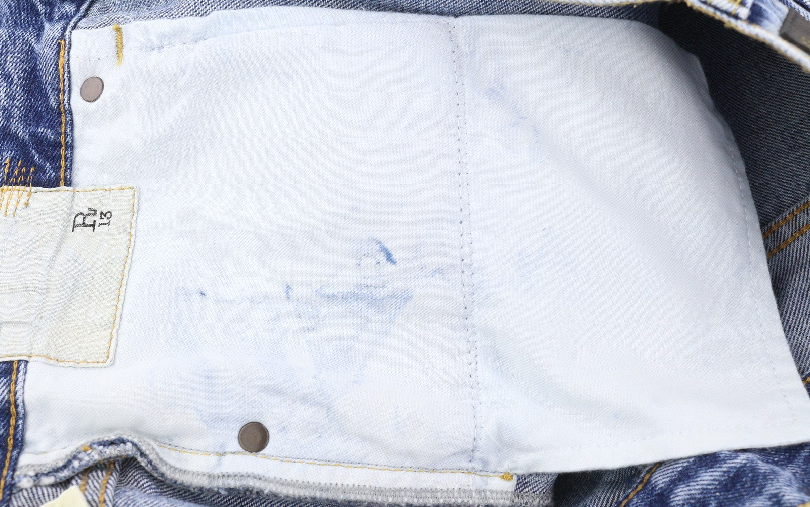 R13 Boyfriend moteriški džinsai, 30, Jasper, tiesus kirpimas, ūsai, išblukę iki kulkšnies, mėlyni, PF25 