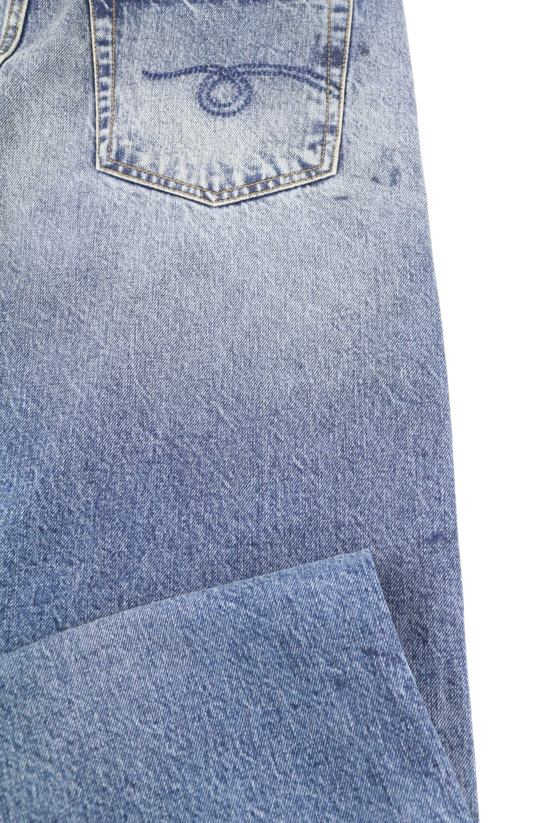 R13 Boyfriend moteriški džinsai, 30, Jasper, tiesus kirpimas, ūsai, išblukę iki kulkšnies, mėlyni, PF25 