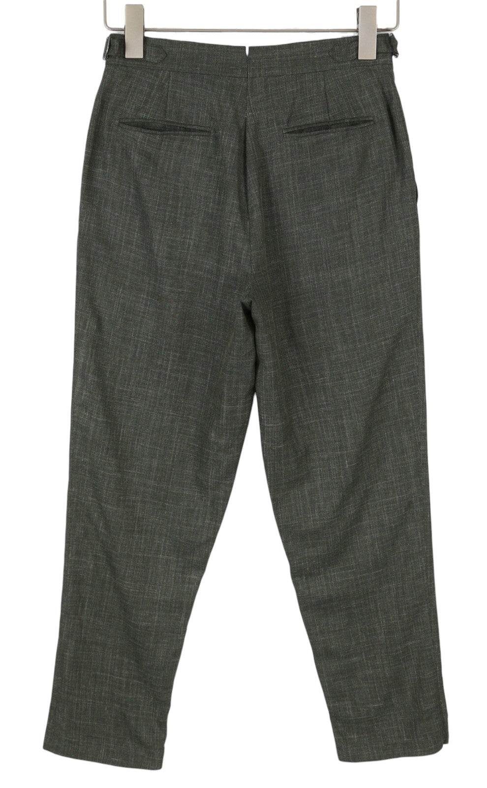 SUITSUPPLY Brescia vyriškos kelnės, UK32R, žalios, vilnonės, šilko, lininės, siaurėjančios, su užtrauktuku. 