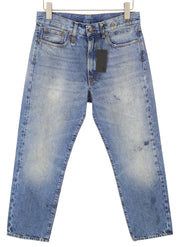 R13 Boyfriend moteriški džinsai 26 Jasper Straight Fit ūsai iki kulkšnies mėlyni PF25 