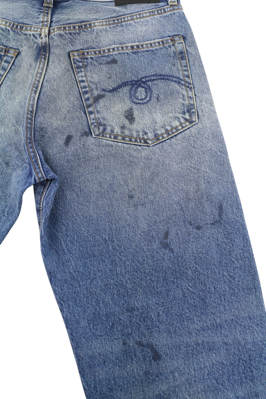 R13 Boyfriend moteriški džinsai 26 Jasper Straight Fit ūsai iki kulkšnies mėlyni PF25 