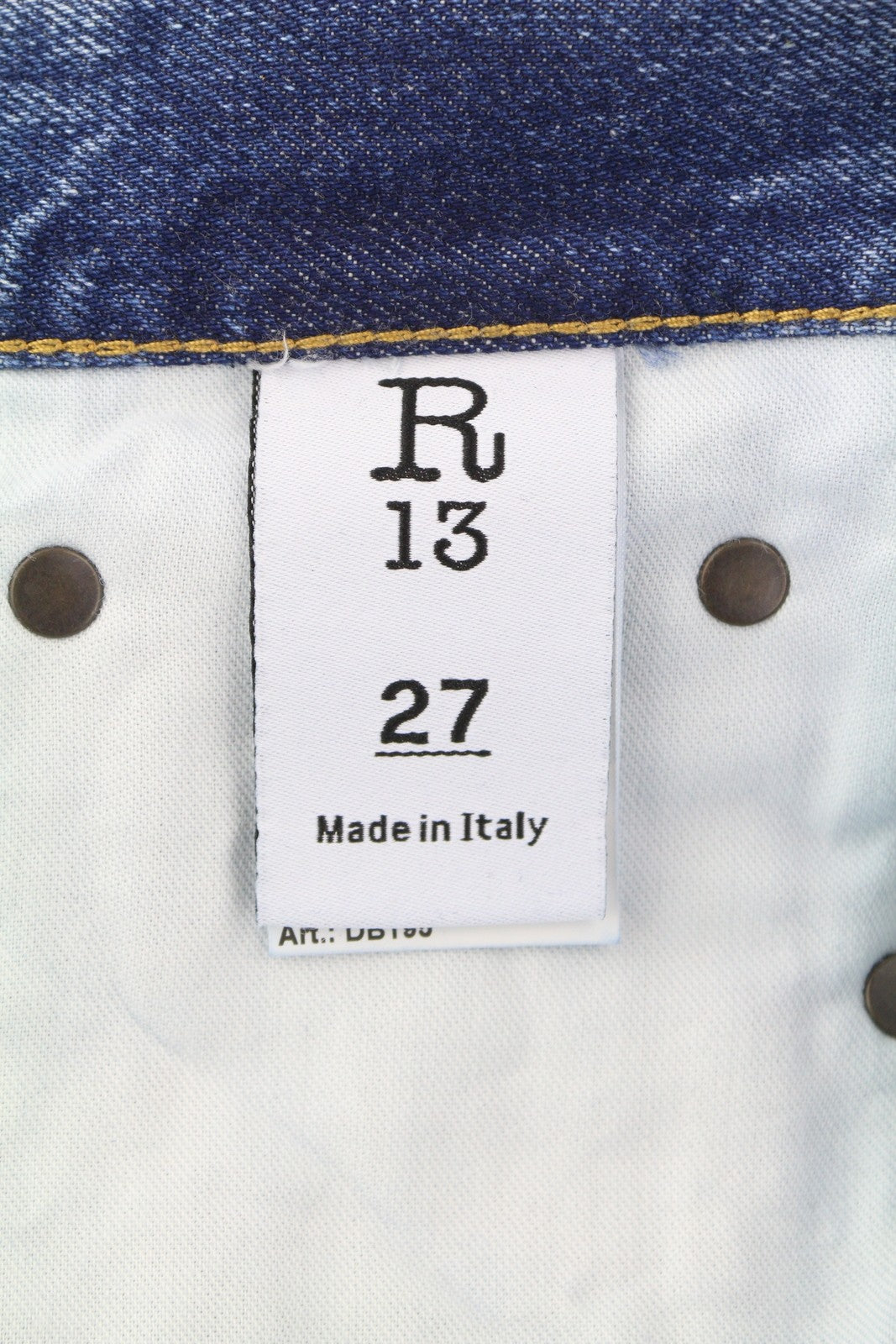 R13 Boyfriend moteriški džinsai 27 Jasper Straight Fit ūsai iki kulkšnies mėlyni PF25 