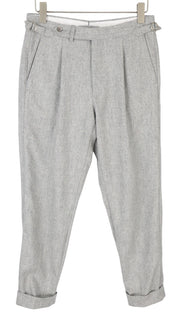 SUITSUPPLY Vigo ZC vyriškos kelnės UK30S pilkos melanžo flanelinės vilnos klostės siaurėjančios 