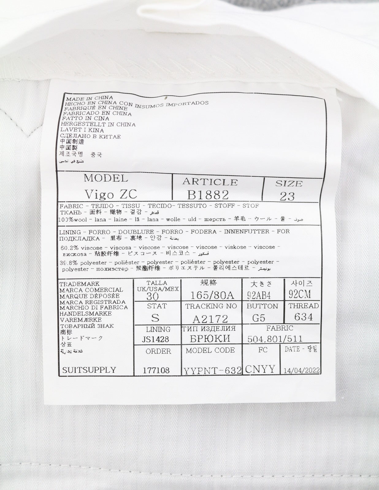 SUITSUPPLY Vigo ZC vyriškos kelnės UK30S pilkos melanžo flanelinės vilnos klostės siaurėjančios 