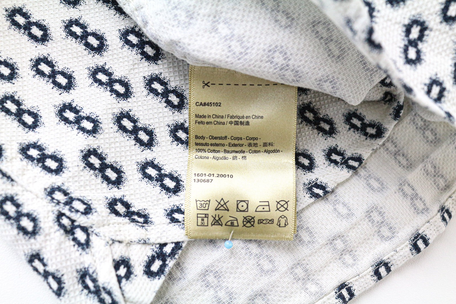 SCOTCH &amp; SODA vyriški marškinėliai M dydžio, balti, abstraktaus rašto, grynos medvilnės, su sagomis