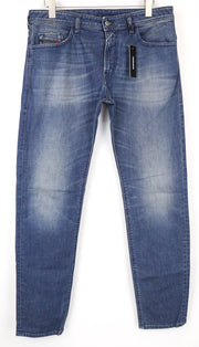 DIESEL Thommer 089AR Men's Jeans W34 Blue Slim Fit Stretch Skinny Zip Faded