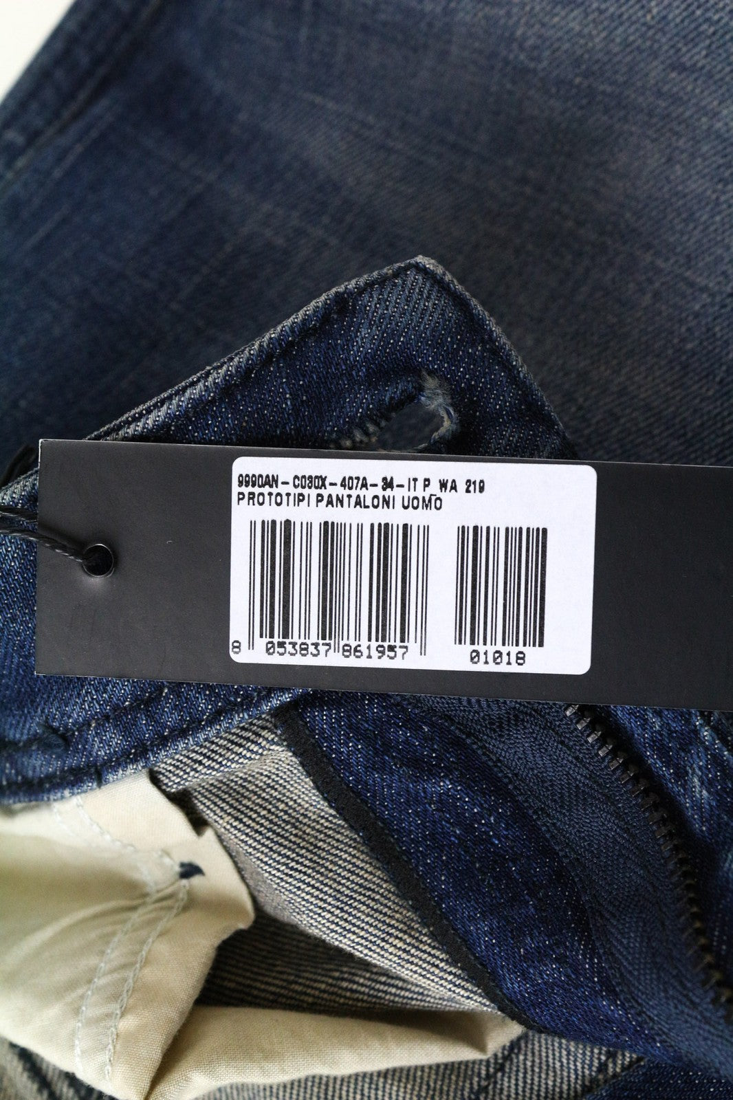 DIESEL Thommer 089AR Men's Jeans W34 Blue Slim Fit Stretch Skinny Zip Faded