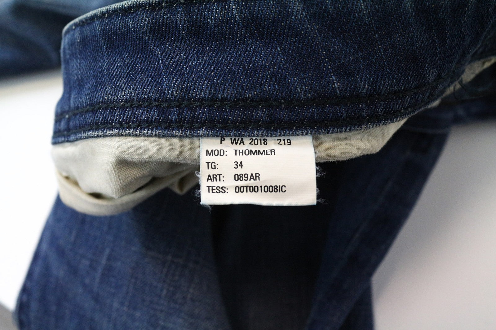 DIESEL Thommer 089AR Men's Jeans W34 Blue Slim Fit Stretch Skinny Zip Faded