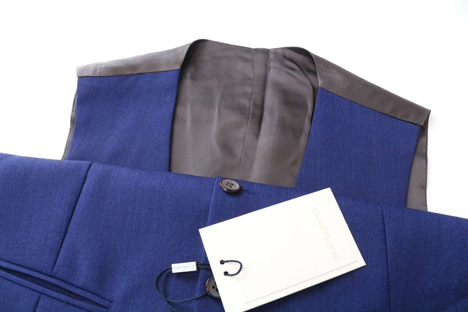 SUITSUPPLY Ferrara vyriška liemenė UK36R vidutinio mėlynumo plona grynos vilnos oficiali liemenė 