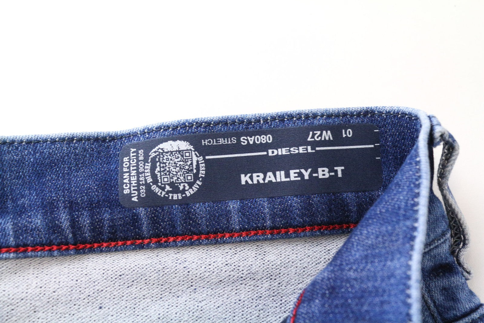 DIESEL Krailey-BT 080AS moteriški džinsai W27 mėlyni Jogg sportiniai tamprūs džinsai su dirbtiniu gobtuvu 