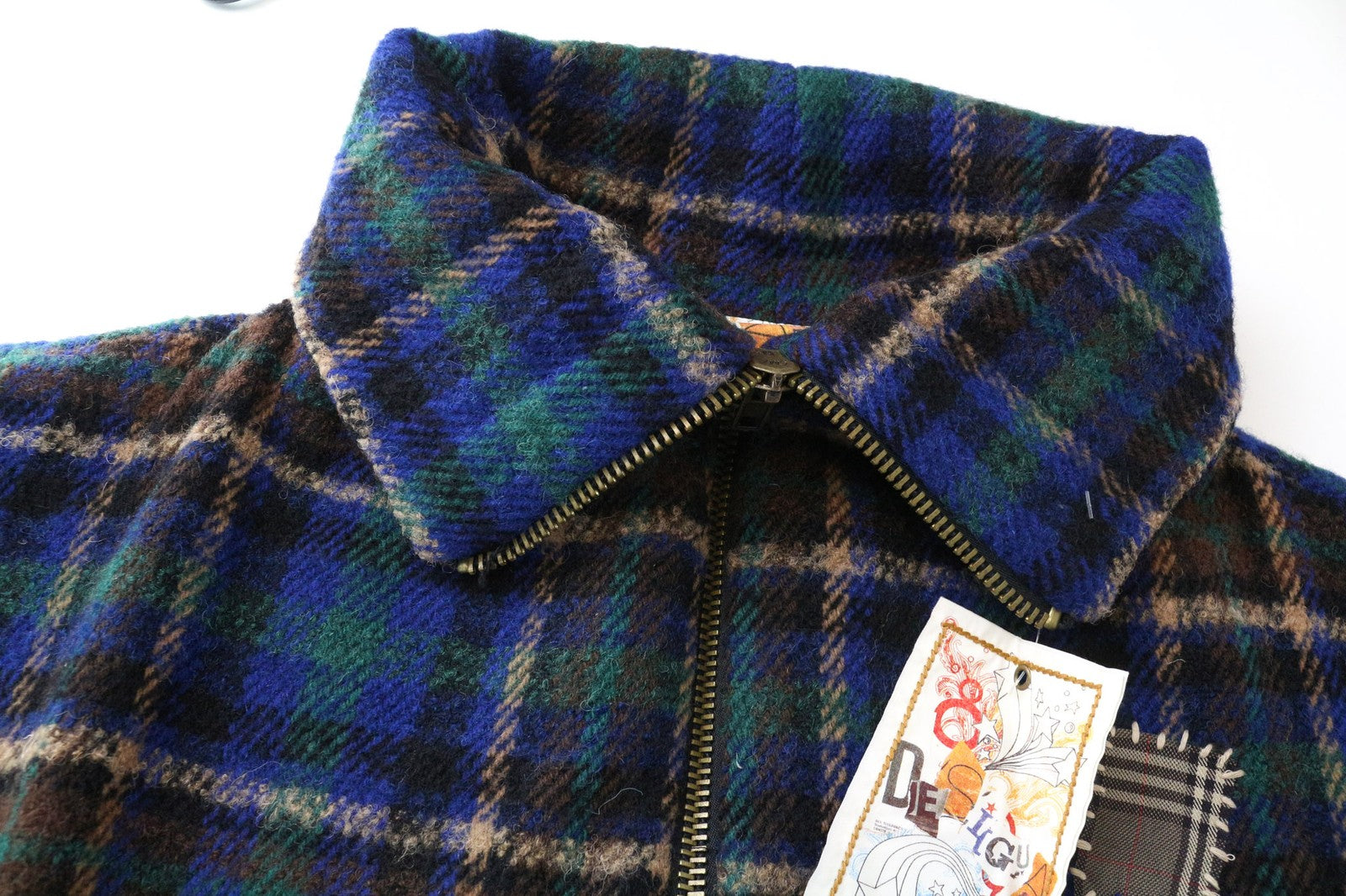 DESIGUAL moteriškas paltas 40 mėlynas languotas tartano vilnos mišinio kimono su atpalaiduojančia kaklu 