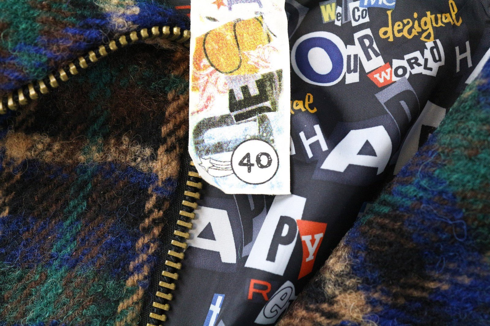 DESIGUAL moteriškas paltas 40 mėlynas languotas tartano vilnos mišinio kimono su atpalaiduojančia kaklu 