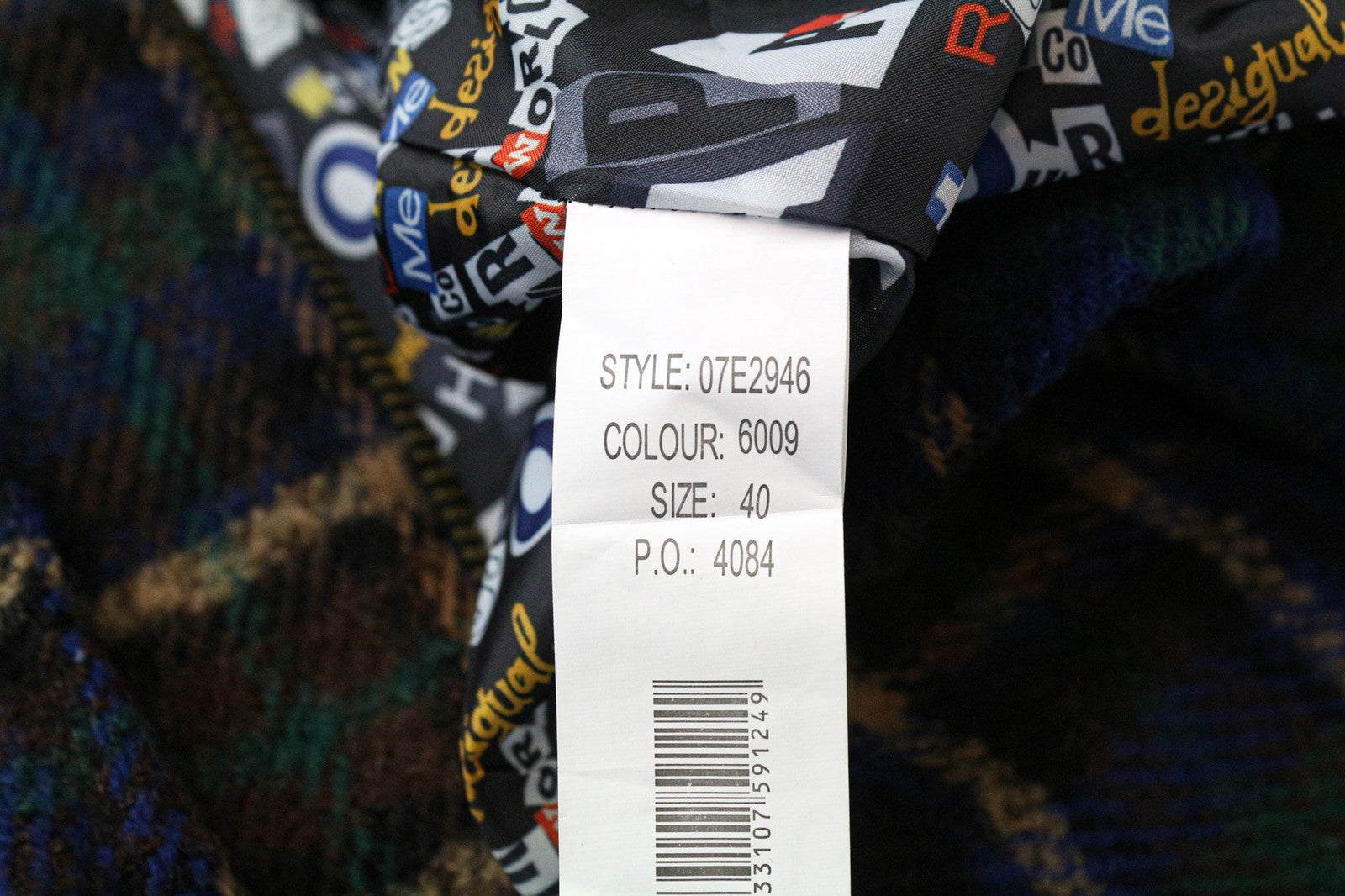 DESIGUAL moteriškas paltas 40 mėlynas languotas tartano vilnos mišinio kimono su atpalaiduojančia kaklu 