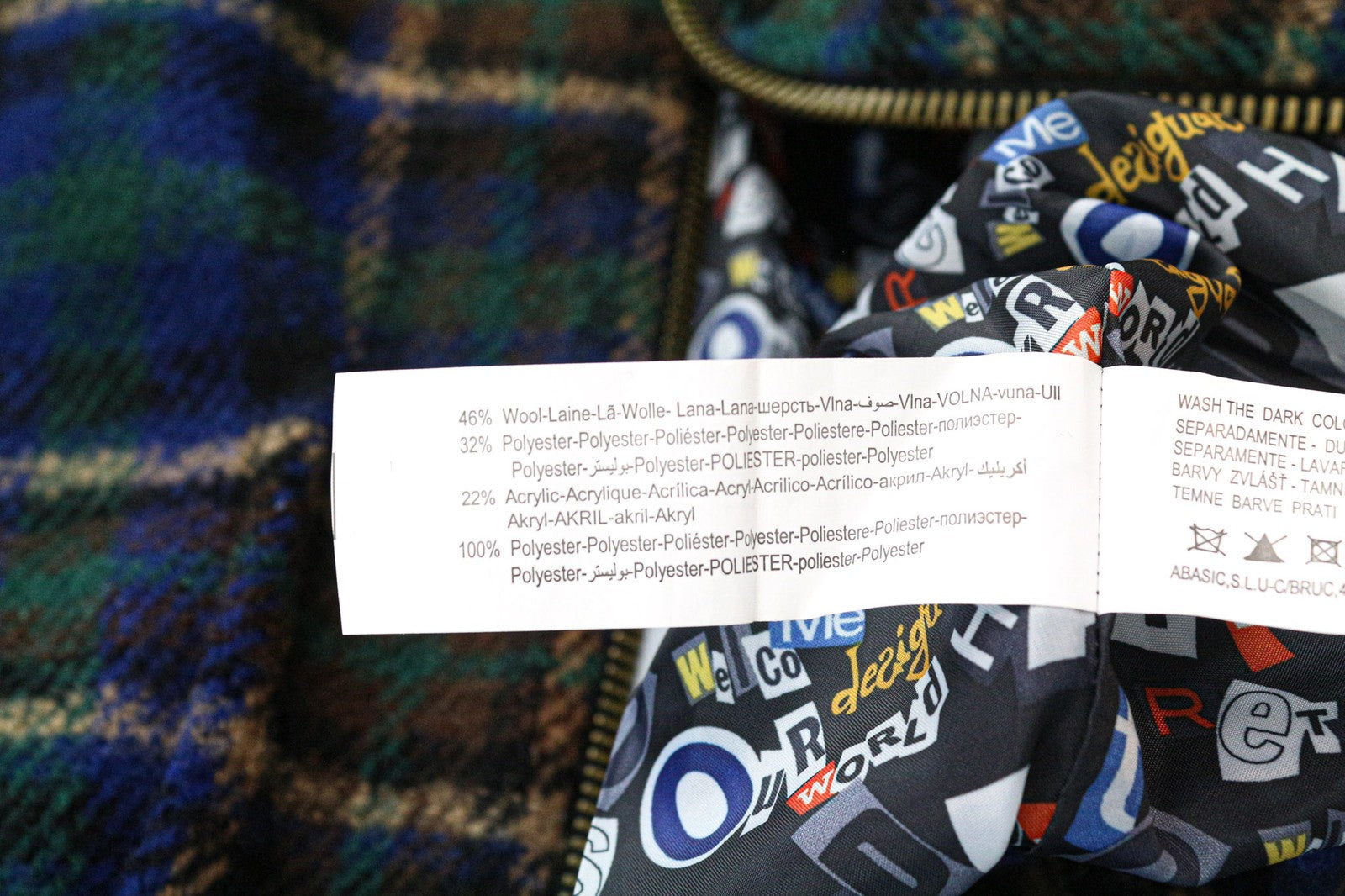 DESIGUAL moteriškas paltas 40 mėlynas languotas tartano vilnos mišinio kimono su atpalaiduojančia kaklu 