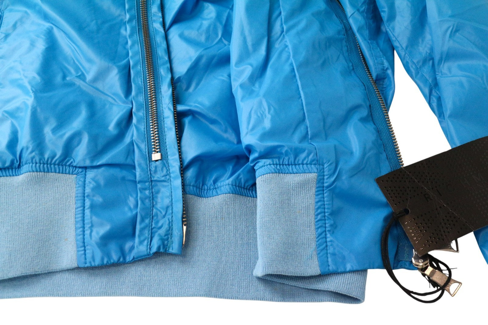 RICHMOND vyriška striukė IT48 šviesiai mėlyna su gobtuvu ir vėjui nepralaidi striukė su dvigubu užtrauktuku, dizainerio 