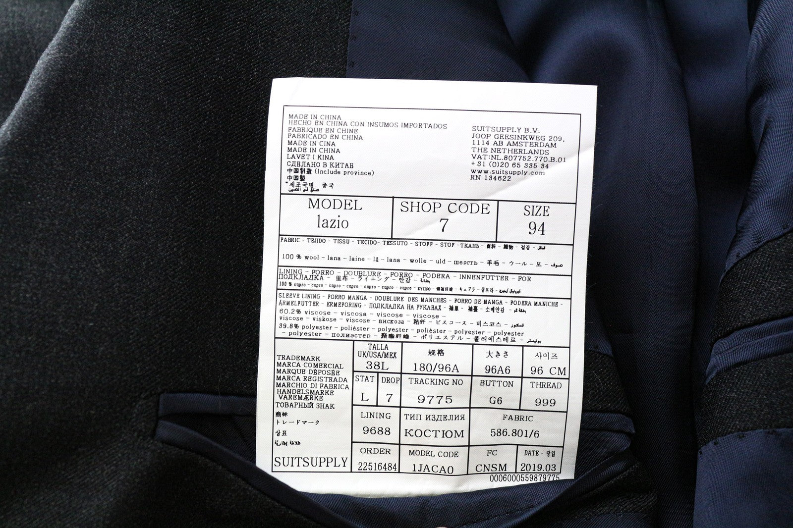 „SUITSUPPLY Lazio“ vyriškas švarkas, UK38L, plonas, tamsiai pilkas, melanžo spalvos, oficialus paltas 