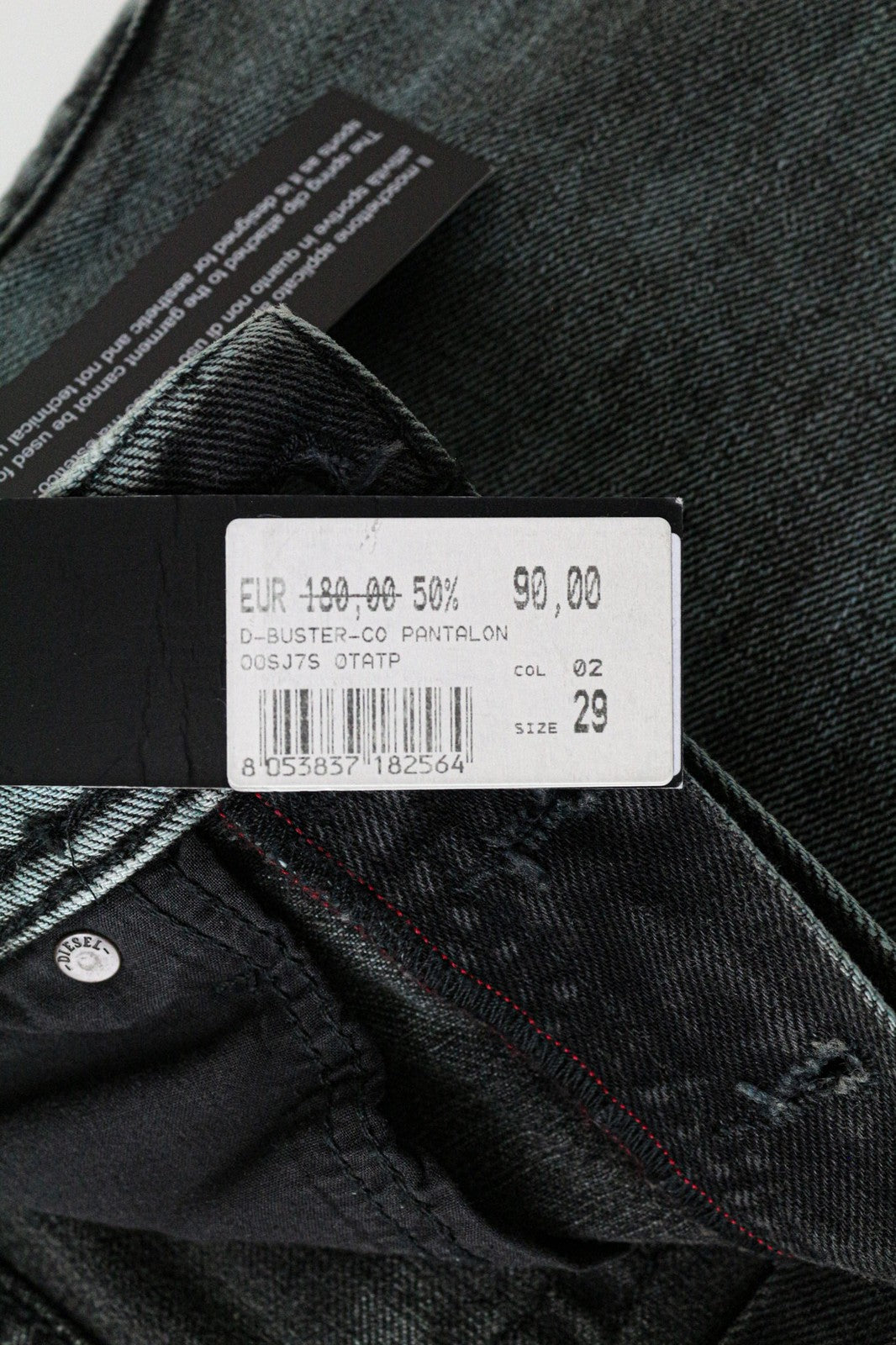 DIESEL D-Buster-CO 00SJ7S vyriški džinsai W29 mėlyni, ploni, siaurėjantys, netamprūs 