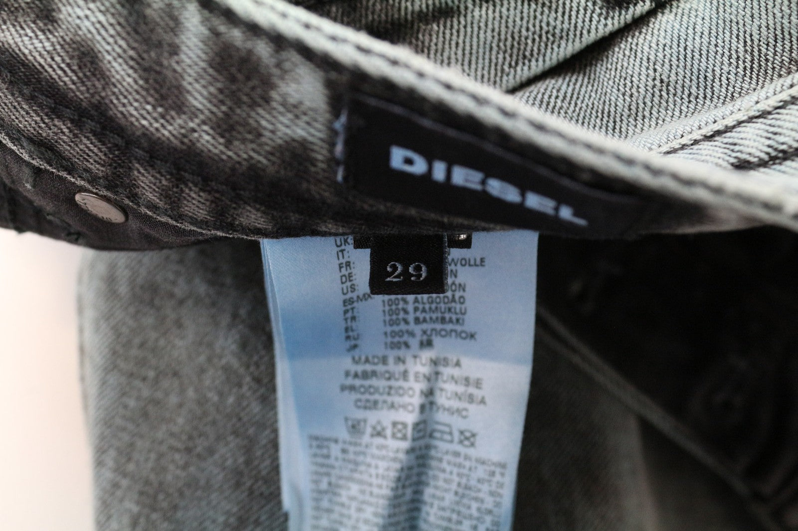 DIESEL D-Buster-CO 00SJ7S vyriški džinsai W29 mėlyni, ploni, siaurėjantys, netamprūs 